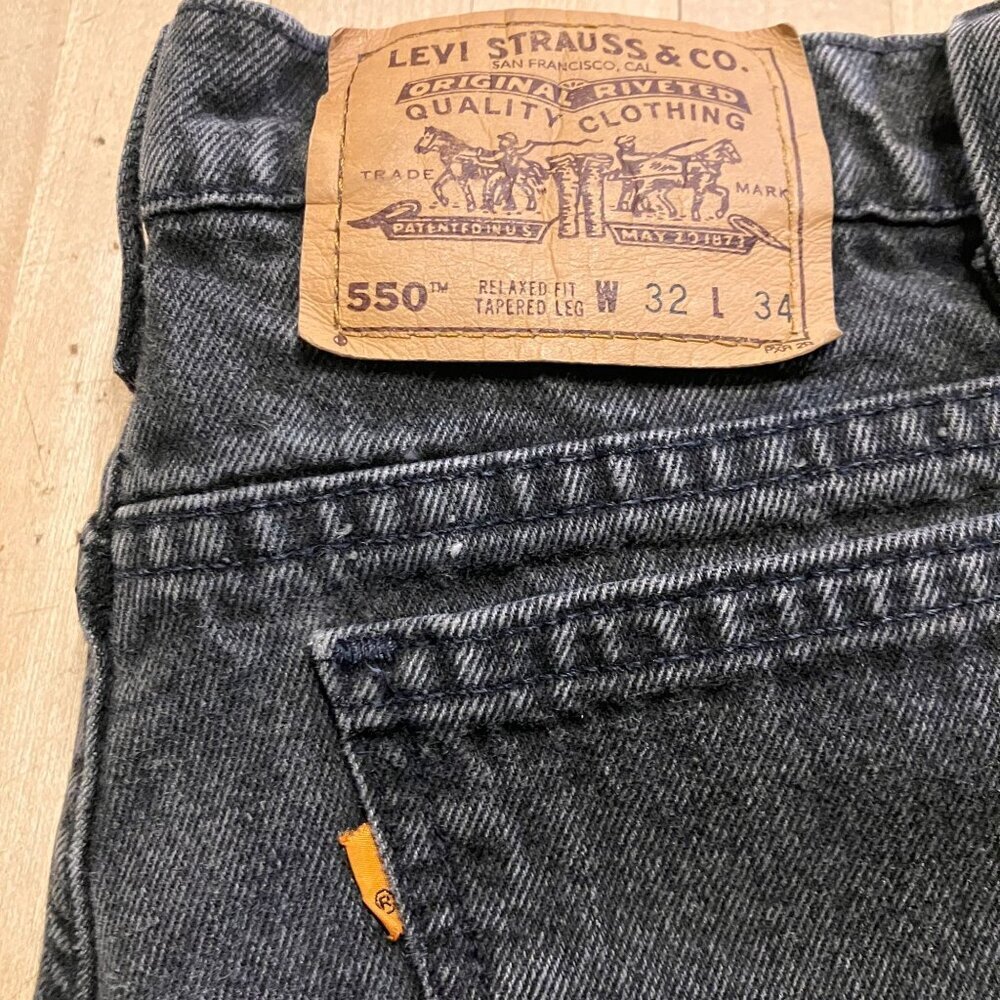 LEVI'S 550 Mens VTG 90s Orange Tab USA Relaxed Tapered Jeans 30x33* Black AN EXC - Picture 7 of 12